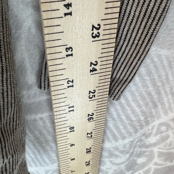 PURE JILL J TIE BACK LONG SUBTLE STRIPE TOP LONG SLEEVE NEUTRAL TAN BROWN L - Picture 7 of 13